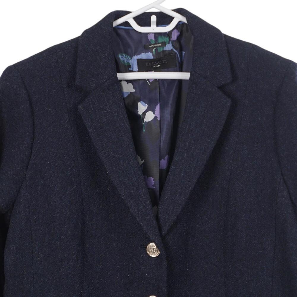 Talbots Aberdeen Blazer 16P Blue Wool Blend Lined Pockets 3-Button Jacket Office - Picture 4 of 9